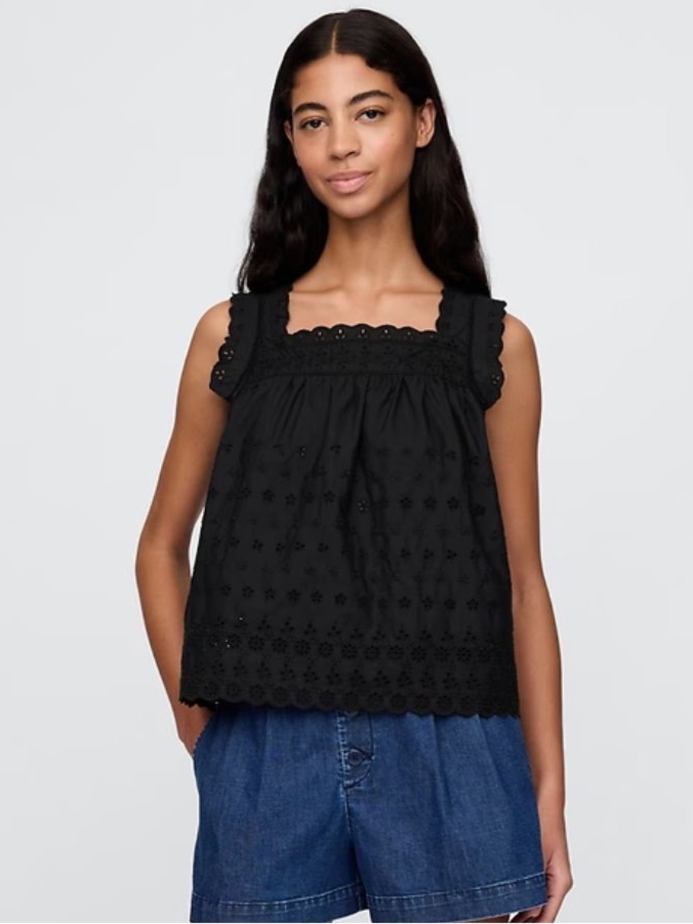 NWT GAP x DOEN BLACK EYELET TOP SZ S